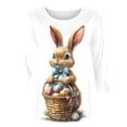 thumbnail image 5 of Fartey Easter Day Shirts for Women Plus Size Summer Crew Neck 3/4 Sleeve Tunic Tops Fashion Cute Bunny Eggs Graphic Tees Dressy Casual Holiday T Shirts 2025 Multicolor S-5XL, 5 of 5