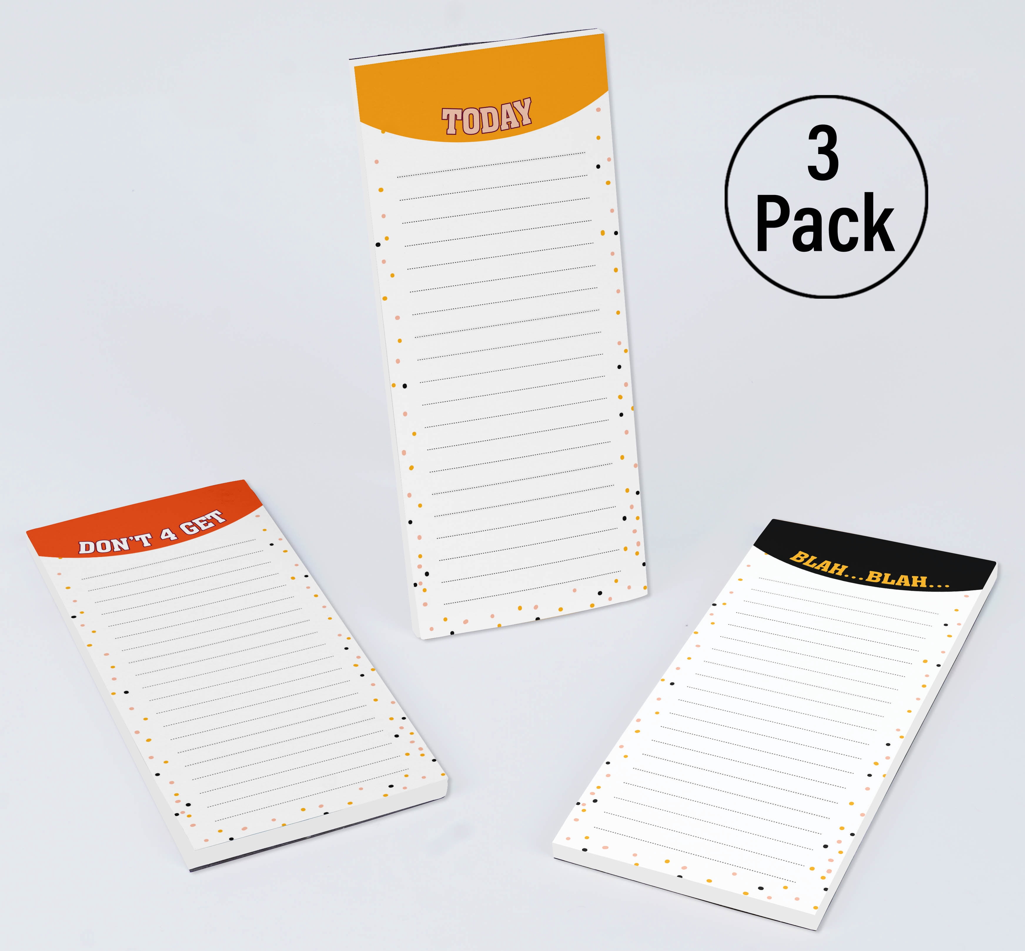 Inkdotpot Pack of 3 Magnetic Fridge To-Do List Notepads- Magnetic Memo Pads For Refrigerator-(50 Sheets Each)-B8