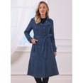 thumbnail image 4 of DARING DIVA Women's Long Faux Suede Jacket Fall Winter Trench Coat with Pockets XS Blue, 4 of 6