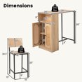 thumbnail image 3 of Gymax Ensemble de 3 Pcs Table de Bar et Chaises avec 2 Tabourets de Bar et Dossiers d'Étagères de Rangement, 3 of 10