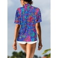 thumbnail image 4 of HAPPY BAY Button Down Shirt for Women Floral Summer Beach Party Blouses Shirt Tropical Blouse Short Sleeve Shirts Hawaiian Dresses for Women XXL Neon Lights, Multicoloured, 4 of 6