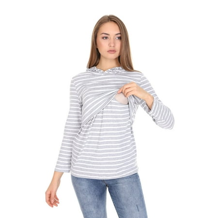 

LVMA3520 - Nursing Maternity Hoodie / Sweatshirt Fall Winter Pregnant Breastfeed Casual Full Sleeve Daily Homewear