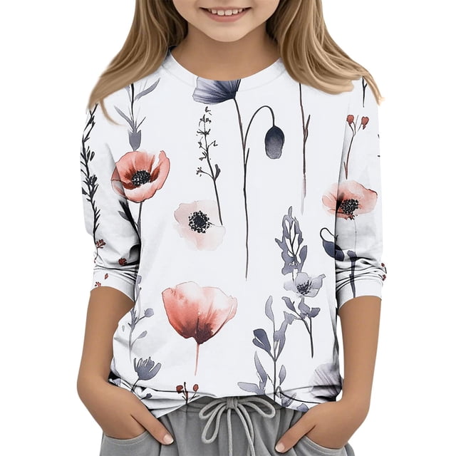 Rbaofujie T-Shirts Graphiques pour Fille T-Shirts Mignons Imprimés Manches Courtes Col Rond T-Shirt d'Été Hauts