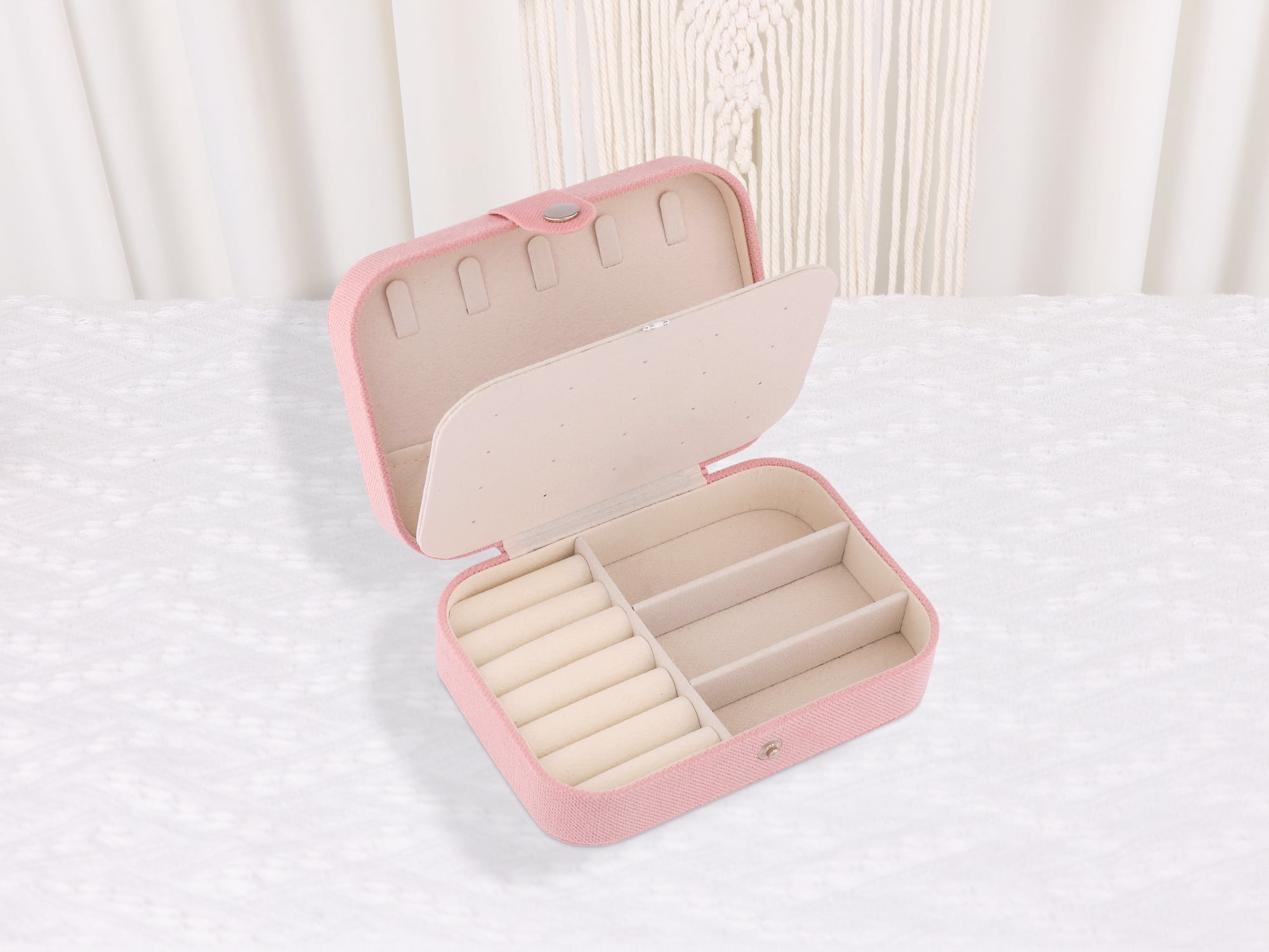 Unique Bargains Travel Compact Jewelry Box for Women Pink