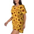 thumbnail image 2 of Goofa Yellow Leopard Print Sunflower for Womens Cotton 2 Piece Pajamas Set Classic Short Sleeve Pjs Set Soft Button Down Sleepwear Loungewear-Medium, 2 of 7
