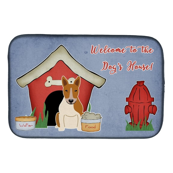 Dog House Collection Bull Terrier Red White Dish Drying Mat