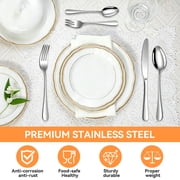20 Piece Stainless Steel Flatware Set, Solid Silverware Cutlery Set for 4, Mirror Finish, Dishwasher Safe, Modern & Elegant Design