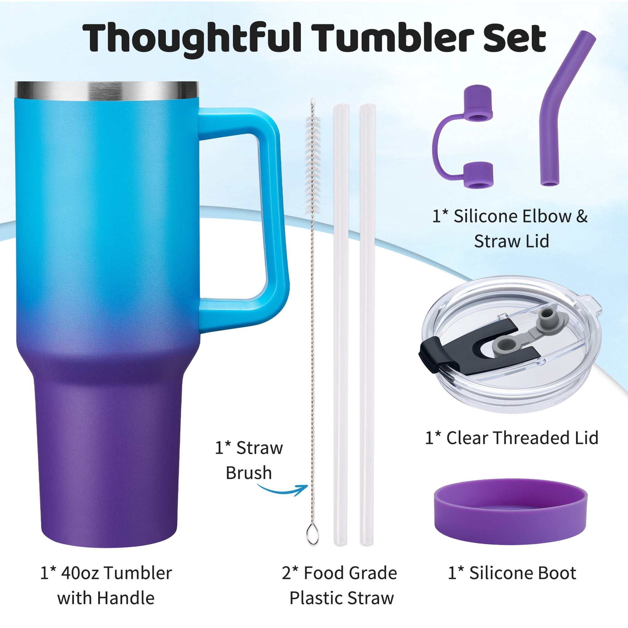 40oz Tumbler with Handle and Straw for Women & Men, Insulated Stainless Steel Coffee Mug, Keeps Cold 34H Hot 10H, Leakproof Travel Cup for Office Gym Car