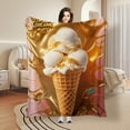 thumbnail image 3 of Golden Ice Cream Cone Splash Design Throw Blanket - Pink Background Contemporary Art Decor, Super Soft 280gsm Plush, Anti-Pilling & Machine Washable, 30x40 to 60x80 Inch for Sofa, Bed, Chair, Throw Bl, 3 of 8
