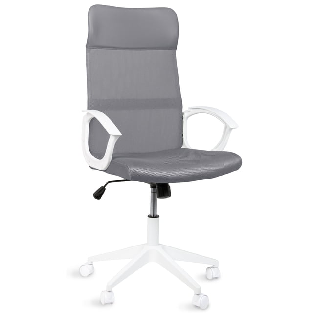MAGMALIFE Silla de Oficina Stilla Ergonómica con Reposacabezas, Respaldo de Malla Transpirable, Altura e Inclinación Ajustables, Reposabrazos Abatibles y Ruedas 360° Silenciosas, Soporta 150kg (Gris)