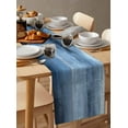 thumbnail image 6 of Modern Blue Table Runner-Cotton Linen- 48 Inch Holiday Dresser Scarves, Abstract Minimalist Street Art Modern Paint Tablerunner for Kitchen Coffee/Dining Bedroom Living Room Dinner Scarf Décor 13x48, 6 of 9