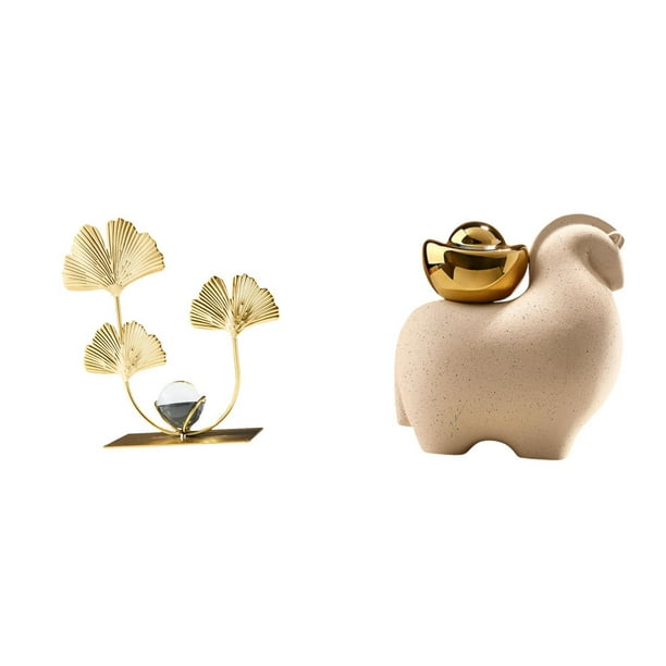 Figura decorativa de hierro con forma de animal, mini adorno de hoja de metal, decoración artesanal de cerámica, base pesada. Ideal para regalar en el