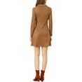 thumbnail image 3 of INSPIRE CHIC Robe Trapèze à Manches Longues pour Femme en Faux Suède à Col à Revers TG Brun, 3 of 7