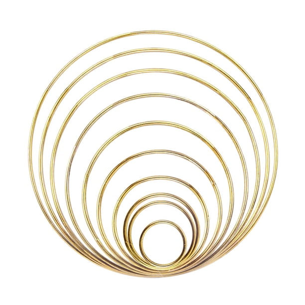 Inteprter 10 unidades/juego de anillos de atrapasueños dorados de diferentes tamaños, aros de macramé artesanales, aro artesanal DIY, accesorios de Kits de decoración para fiestas Inteprter HA1526-00B