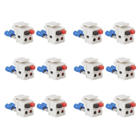 VSEER Prise Haut-Parleur Keystone – Prise Haut-Parleur à Ressort pour Plaque Murale Keystone, Femelle à Femelle, pour Plaques Murales de Cinéma Maison - Blanc (12 Pack)