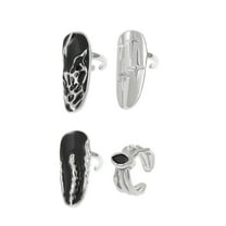 FENOHREFE 4pcs Adjustable Adjustable Nails Art Rings Set Fingernail Rings Jewelry Trendy Finger Accessories for Everyday Wear