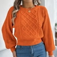 thumbnail image 2 of Fgnfyis Women Knit Sweater Long Sleeve Pullover Tunic Soft Warm Comfortable Loose Fit Fashion Top for Fall andWinter Orange XL, 2 of 7