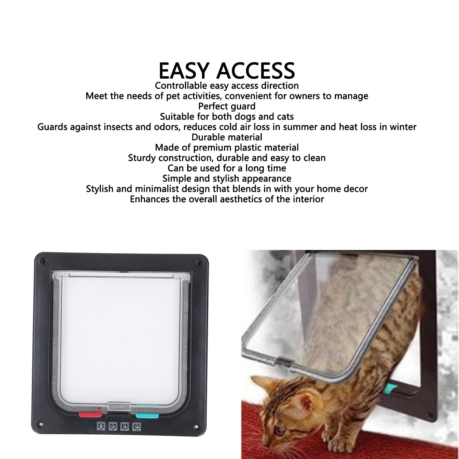 Dog Door, Cat Flap Door Multipurpose for Window for Interior S,M,L