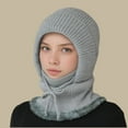 thumbnail image 2 of Resicozy Women's Outdoors Windproof Scarf Hat Winter for Women Warm Knitted Solid Color Hat Scarf Gray 13.5 In, 2 of 4