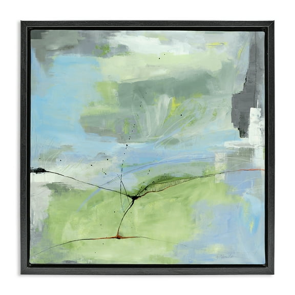 Stupell Industries Abstraction with Streaked Line Abstract Painting Black Floater Framed Canvas Art Print Wall Art, 18 x 18