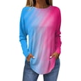 thumbnail image 2 of Shirts for Women Women's Loose Round Neck Print Long Sleeve T-Shirt Top Pullover, 2 of 5