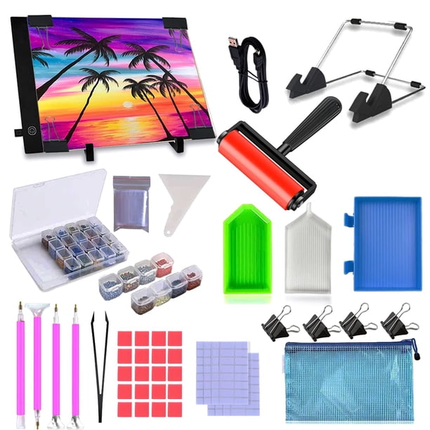 Kit de Diamond Painting LIRUNQIU A4 con panel de luz LED, 59 piezas