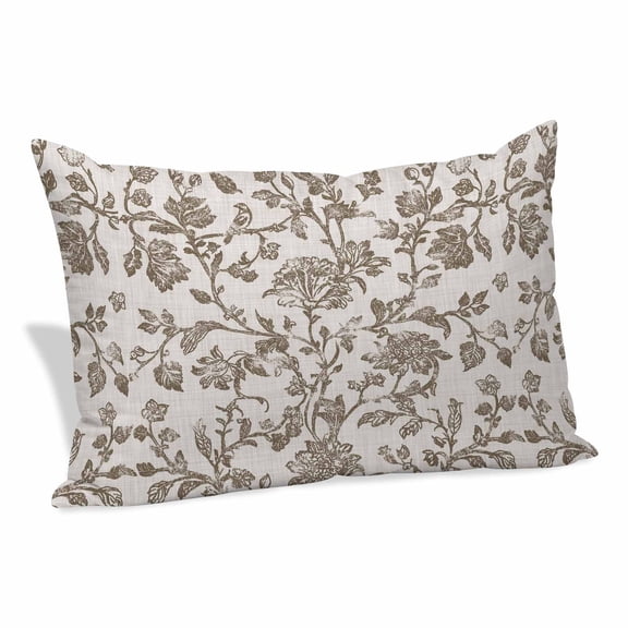 Farmhouse Brown Pillow Protectors with Zipper Standard Size, Vintage Flower Leaf Botanical Plant Soft Brushed Breathable Throw Pillow Covers, Pillowcase for Couch Sofa Bedroom Living Room 20"x26"