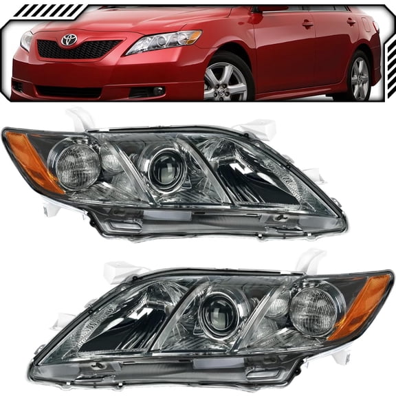 EPIC LIGHTING OE Style Halogen Headlights Assembly Replacement for TOYOTA 07-09 CAMRY SE [ TO2502168 TO2503168 8117006211 8113006211 ] Pair