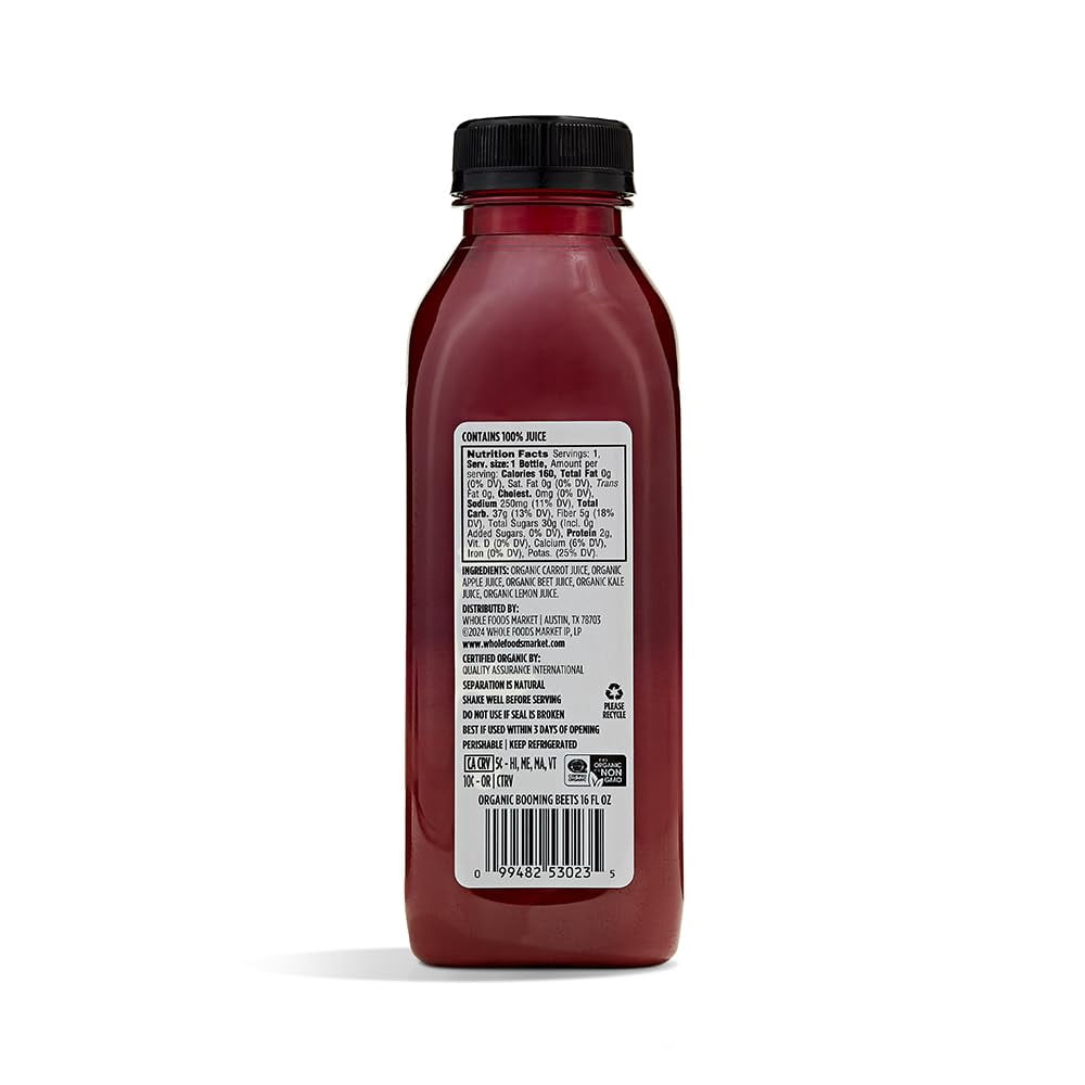 1 Pack | Whole Foods Market Organic Booming Beet Juice, 16 Fz & 3x