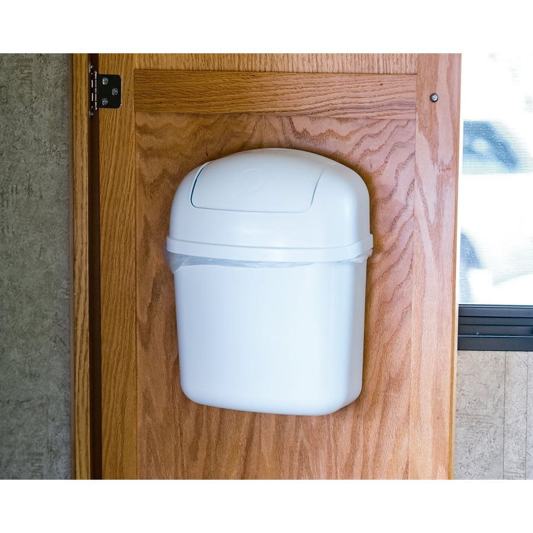 Camco RV Cabinet Mount Trashcan, 5" x 11", (43961), White