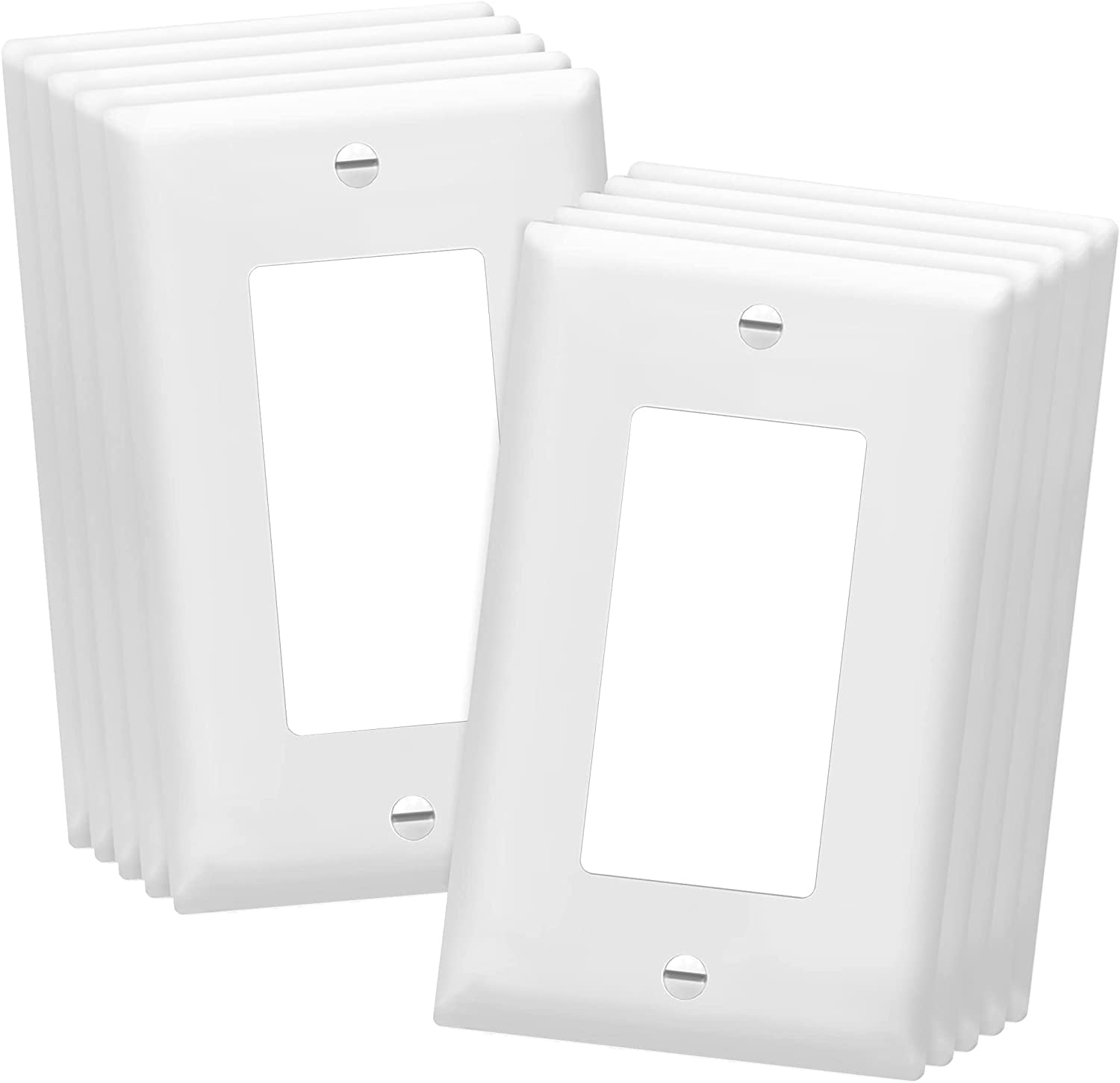 Residential and Commercial 1-Gang Screwless Decorator Wall Plate Cover,Standard Size Outlet Cover for GFCI Outlet,Light Switches,Dimmer,USB Wall Outlet,Electrical Receptacle UL Listed,White（10 Pack）