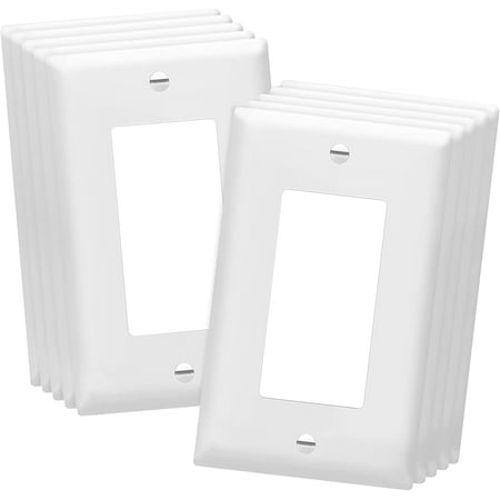 enerlites decorator light switch or receptacle outlet wall plate size 1-gang 4.50 x 2.76 unbreakable polycarbonate thermoplastic ul listed 8831-w-10pcs white (10 pack)