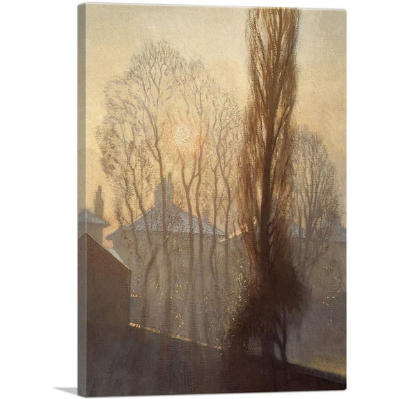 ARTCANVAS Houses At Back On a Frosty Morning 1913 Canvas Art Print by George Clausen - Size: 26" x 18" (1.50" Deep)