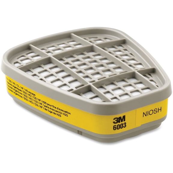3M, MMM6003, 6003 Organic Vapor/Acid Gas Cartridge, 2 / Pack, Gray,Yellow