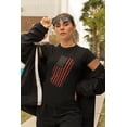 thumbnail image 2 of 4th of July Distressed Offset American Flag Women's Juniors Soft T Shirt, 2 of 5
