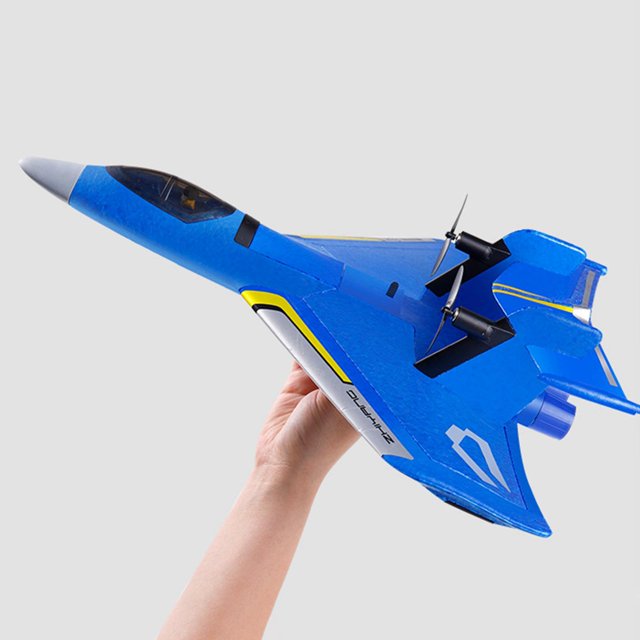 Avión teledirigido Hugo RC Fighter con luces coloridas Modelo resistente al agua azul