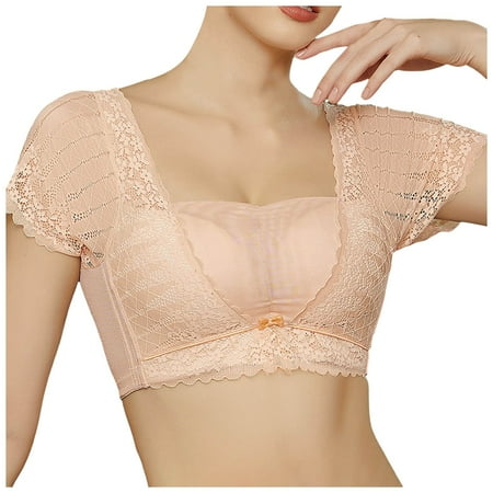 JAKANYQ Female Bra Lace Tank Tops Wireless Bra Lace Crop Top Padded Stretch Spaghetti Thin Strap Yoga Sports Bra For Women Simple Charm