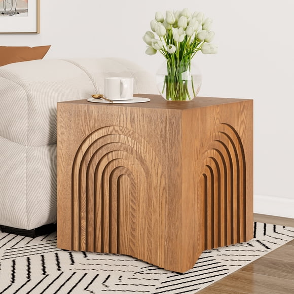 HMSHA Farmhouse End Table Sofa Wood Side Table Small Accent Coffee Table For Small Spaces,Living Room,Bedroom No Assembly