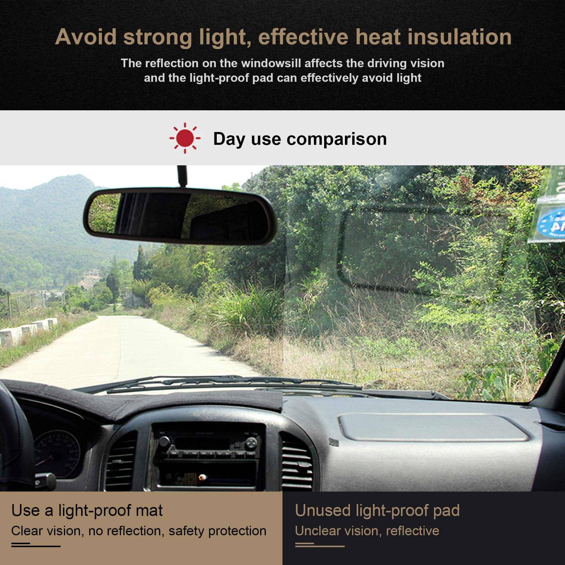 SPEEDWOW Dash Cover, Car Dashboard Cover Mat Carpet Fit for Toyota Tacoma 2016-2023, Scratch-Resistant Non-Slip Suede Dashboard Pad, Black