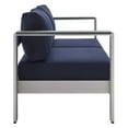thumbnail image 2 of Modway Shore Fabric & Aluminum Outdoor Patio Loveseat in Silver & Navy, 2 of 6