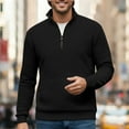 thumbnail image 4 of Generic Mens Half Zip Pullover Sweatshirt Textured Mock Neck Long Sleeve Shirts Casual Athletic Muscle Tops Fall Polo Sweater, 4 of 5