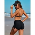 thumbnail image 3 of Sociala Women's Wide Waistband Swim Shorts Side Drawstring Tankini Bikini Sporty Board Shorts, 3 of 6