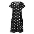 thumbnail image 3 of outfmvch black dresses for women casual loose polka dot print block short sleeves v-neck dress womens dresses fall dresses, 3 of 5