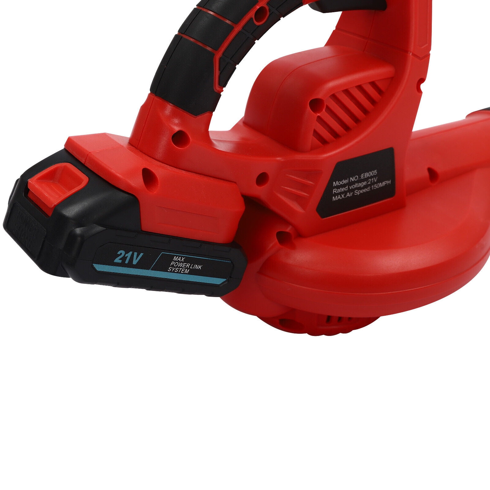 EB005 Battery Powered Leaf Blower, Leaf Electric Handheld Lithium-ion Blower, Cordless Leaf Blower with 2x 1500 mA Lithium Batteries (Red - Low Noise)