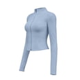 thumbnail image 6 of Dwellite Women's Cropped Lightweight Stretchy Running Track Jackets Zip Up Long Sleeve Quick Dry Athletic Yoga Tops with Thumb Holes 2026 Sky Blue 2XL, 6 of 7