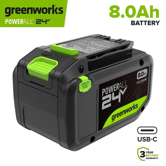 Greenworks PowerAll 24V 8Ah Battery with USB-C Port, LBHPTC800
