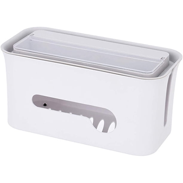 Caja de cables Caja de enchufe Caja de almacenamiento para colector de cables Cajas de cables Cajas de cables Caja de gestión de cables Caja organizadora de cables para adaptador de cable Tiras de conexión 28,8 x 13,6 x 14 cm-Blanco- brillar Electrónica