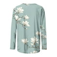 thumbnail image 3 of Fall Shirts for Women 2024 Dressy Casual Long Sleeve Crewneck Blouses Floral Print Tunic Tops Cotton Tees, 3 of 4