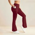 thumbnail image 2 of Women Flare Leggings with Pockets Comfy Yoga Pants High Waist Tummy Control Bootcut Workout Flared Leggings M, 2 of 5