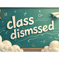 thumbnail image 4 of Chalkboard Style Class Dismissed Banner with Clouds Paper Plane and Bell Backdrop Party Decorations for School Events Graduation Celebrations End of Semester Parties and Classroom Decor, 4 of 4